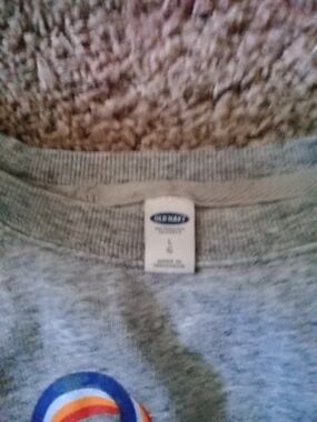 Old Navy Gray Sweatshirt with Rainbow Stripe Graphic
